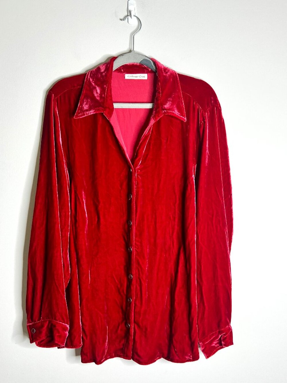 Coldwater Creek Red Crushed Velvet Button Down Silk Blend Holiday Party Sz 2X